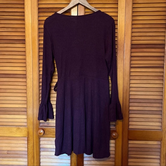Xhilaration Long Sleeve Sweater-Knit Wrap Dress - Picture 4 of 8
